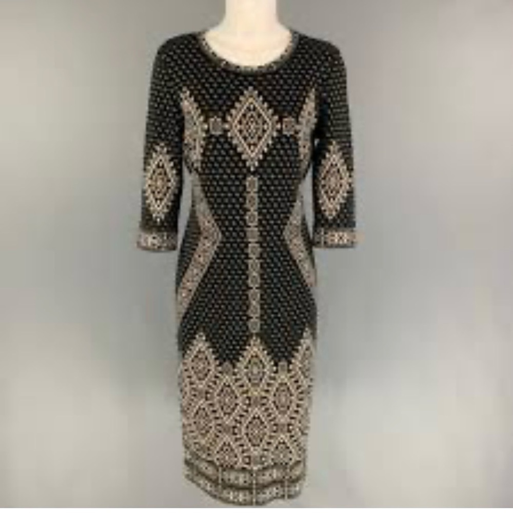 NWT VTG Jessica Sweaterdress -Black /Taupe -Gorgeous Brocade Pattern😍=CU…